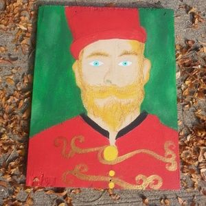 Bell Boy Painting on Upcycled Wood